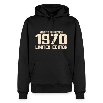1970 Edition limitée 1970 Anniversaire 1970 Rétro - Sweat à capuche Premium bio Homme - noir - Devant - Nico (187cm)