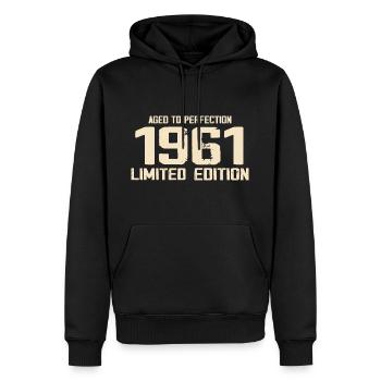 1961 Edition limitée 1961 Anniversaire 1961 Rétro - Sweat à capuche Premium bio Homme - noir - Devant - Nico (187cm)