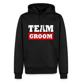 Team groom - Sweat à capuche Premium bio Homme - noir - Devant - Nico (187cm)