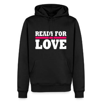 Ready for love - Männer Premium Bio Hoodie - Schwarz - Vorne - Nico (187cm)
