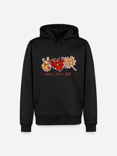 PEACE LOVE FALL, THANKSGIVING - Men’s Premium Organic Hoodie - black