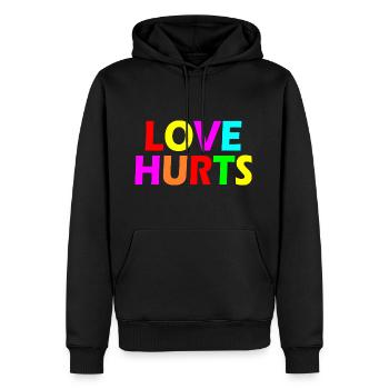 Love hurts - Sweat à capuche Premium bio Homme - noir - Devant - Nico (187cm)
