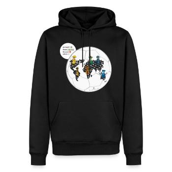 Fußball verbindet Welten- Die Hüter von Orbis - Männer Premium Bio Hoodie - Schwarz - Vorne - Nico (187cm)