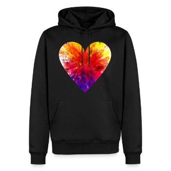 Besonderes buntes Herz - Männer Premium Bio Hoodie - Schwarz - Vorne - Nico (187cm)