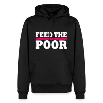 Feed the poor - Männer Premium Bio Hoodie - Schwarz - Vorne - Nico (187cm)