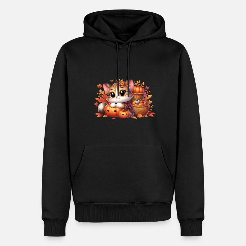 Herbst Katze 2 - Männer Premium Bio Hoodie - Schwarz
