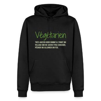 Définition Végétarien Humour - Sweat à capuche Premium bio Homme - noir - Devant - Nico (187cm)