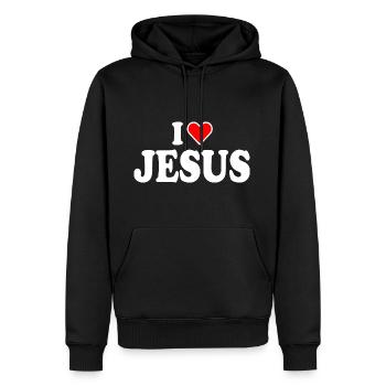 I love jesus - Männer Premium Bio Hoodie - Schwarz - Vorne - Nico (187cm)