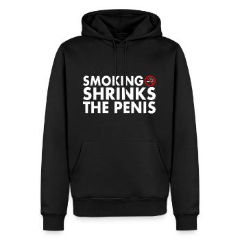 Smoking shrinks the penis - Sweat à capuche Premium bio Homme - noir - Devant - Nico (187cm)
