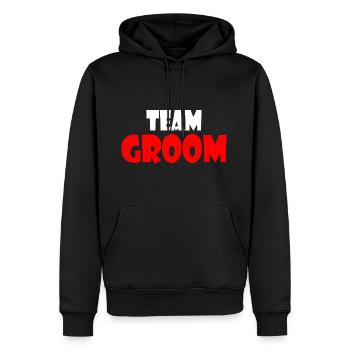 Team groom - Sweat à capuche Premium bio Homme - noir - Devant - Nico (187cm)
