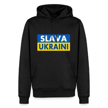 Slava ukraini - Männer Premium Bio Hoodie - Schwarz - Vorne - Nico (187cm)