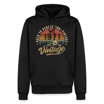 Millésime 1971 Born Legend Cadeau d’anniversaire - Sweat à capuche Premium bio Homme - noir - Devant - Nico (187cm)