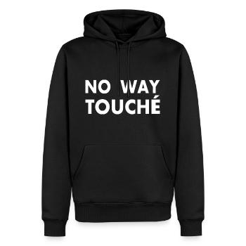 No way touché - Männer Premium Bio Hoodie - Schwarz - Vorne - Nico (187cm)