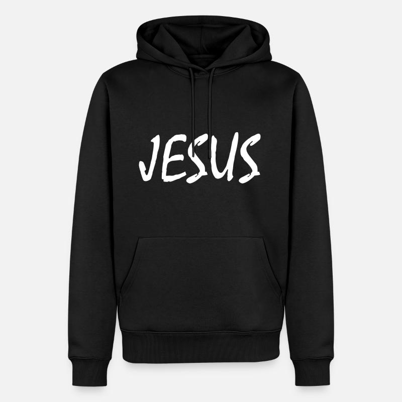 Jesus - Männer Premium Bio Hoodie - Schwarz