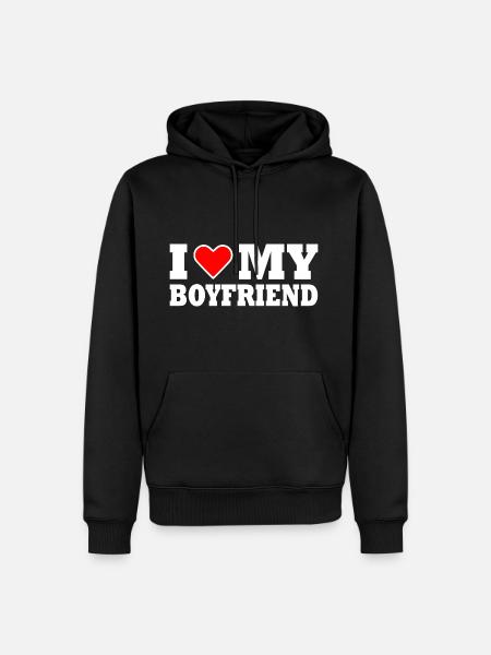 I love my boyfriend - Premium økologisk hettegenser for menn - svart