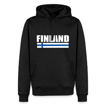 FINLANDE DRAPEAU FINLANDAIS - Sweat à capuche Premium bio Homme - noir - Devant - Nico (187cm)