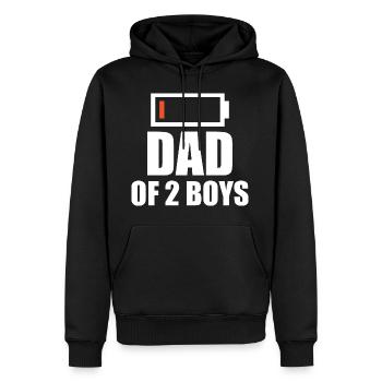 Batterie vide - Père de 2 gars - Sweat à capuche Premium bio Homme - noir - Devant - Nico (187cm)