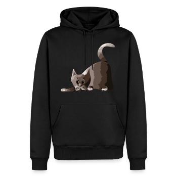 Katze - Männer Premium Bio Hoodie - Schwarz - Vorne - Nico (187cm)