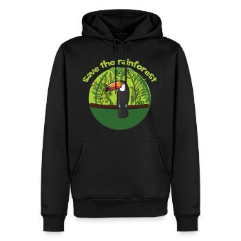 Tukan Vogel als Symbol für Rettung des Regenwaldes - Männer Premium Bio Hoodie - Schwarz - Vorne - Nico (187cm)