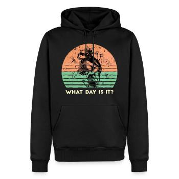 Retro Frog Graphic - Which day is it? Memes - Men’s Premium Organic Hoodie - black - Front - Nico (187cm)