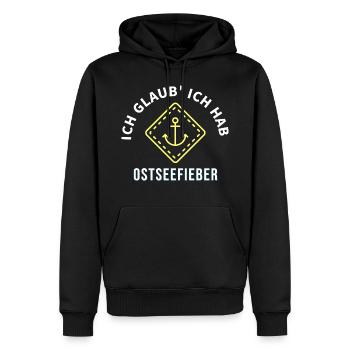Ich glaub' ich hab Ostseefieber Weiß/Gelb - Männer Premium Bio Hoodie - Schwarz - Vorne - Nico (187cm)