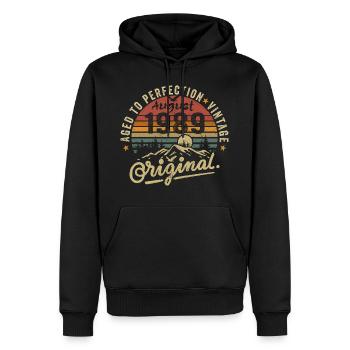 Birthday 1989 Vintage August 1989 Gift 1989 - Men’s Premium Organic Hoodie - black - Front - Nico (187cm)