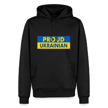 Proud ukrainian - Sweat à capuche Premium bio Homme - noir - Devant - Nico (187cm)