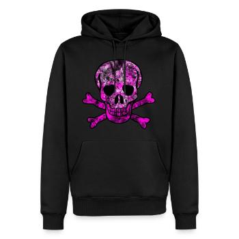 Crâne crâne et os croisés - Sweat à capuche Premium bio Homme - noir - Devant - Nico (187cm)