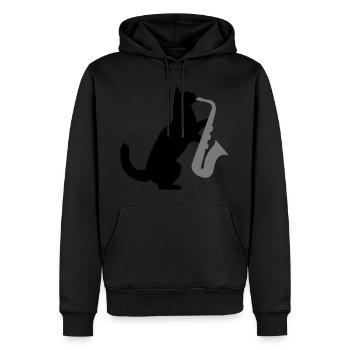 Sax Katze - Männer Premium Bio Hoodie - Schwarz - Vorne - Nico (187cm)