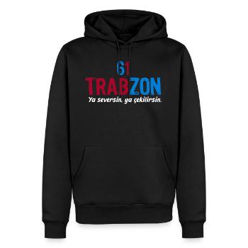 Trabzon Ya seversin ya cekilirsin - Männer Premium Bio Hoodie - Schwarz - Vorne - Nico (187cm)