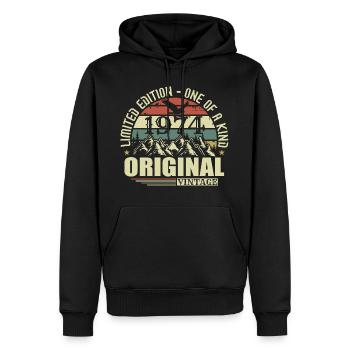 Original 1974 Vintage Rétro Vintage 1974 Né - Sweat à capuche Premium bio Homme - noir - Devant - Nico (187cm)