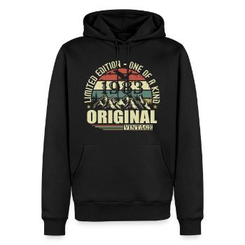 Original 1983 Vintage Rétro Vintage 1983 Né - Sweat à capuche Premium bio Homme - noir - Devant - Nico (187cm)
