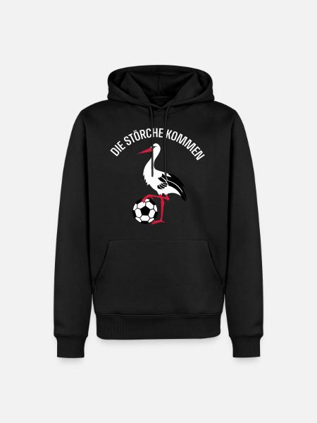 Fußball Storch - Männer Premium Bio Hoodie - Schwarz
