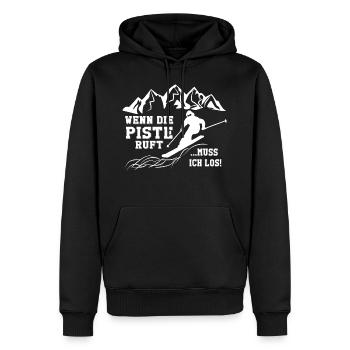 Wenn die Piste ruft..muss ich los - Männer Premium Bio Hoodie - Schwarz - Vorne - Nico (187cm)