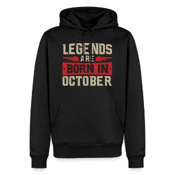 LEGENDS ARE BORN IN OCTOBER - Men’s Premium Organic Hoodie - black - Front - Nico (187cm)