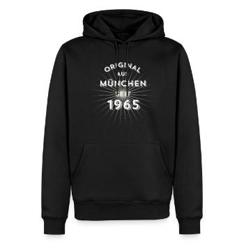 Original aus München seit 1965 - Männer Premium Bio Hoodie - Schwarz - Vorne - Nico (187cm)