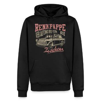  601 Rennpappe - Männer Premium Bio Hoodie - Schwarz - Vorne - Nico (187cm)