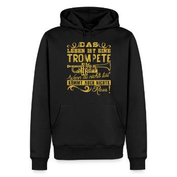 Das Leben ist eine Trompete! - Männer Premium Bio Hoodie - Schwarz - Vorne - Nico (187cm)