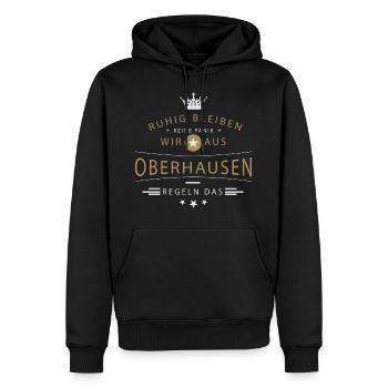 Ruhig bleiben Oberhausen - Männer Premium Bio Hoodie - Schwarz - Vorne - Nico (187cm)