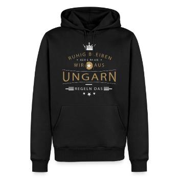 Ruhig bleiben Ungarn - Männer Premium Bio Hoodie - Schwarz - Vorne - Nico (187cm)