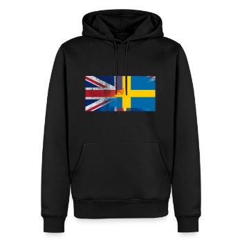 Britannique, suédoise Suède Moitié Royaume-Uni Drapeau - Sweat à capuche Premium bio Homme - noir - Devant - Nico (187cm)