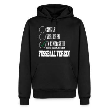 In einer Beziehung mit meinem Fussballverein - Männer Premium Bio Hoodie - Schwarz - Vorne - Nico (187cm)