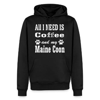 maine coon - Sweat à capuche Premium bio Homme - noir - Devant - Nico (187cm)