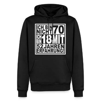 Ich bin nicht 70 ich bin 18 mit 52 Jahren - Männer Premium Bio Hoodie - Schwarz - Vorne - Nico (187cm)