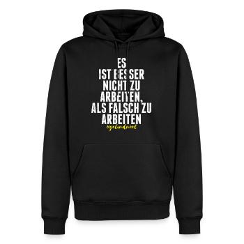 GELINDNERT KEIN BOCK AUF ARBEIT LUSTIGER SPRUCH - Männer Premium Bio Hoodie - Schwarz - Vorne - Nico (187cm)