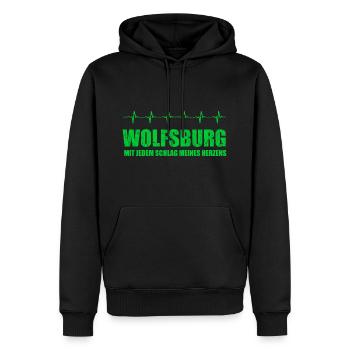WOLFSBURG-Geschenk - Männer Premium Bio Hoodie - Schwarz - Vorne - Nico (187cm)
