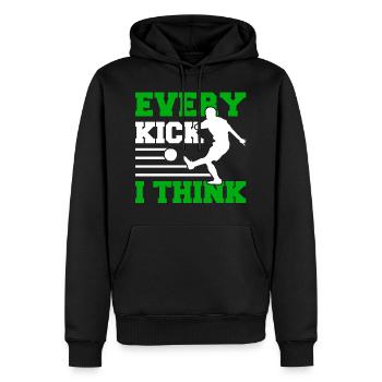 Every Kick I think - Footgolf Soccergolf Football - Sweat à capuche Premium bio Homme - noir - Devant - Nico (187cm)