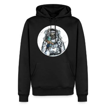 Dog Astronaut French Bulldog Planet Ice Space - Men’s Premium Organic Hoodie - black - Front - Nico (187cm)