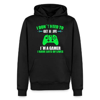 I DON´T NEED TO GET A LIFE I´M A GAMER - Sweat à capuche Premium bio Homme - noir - Devant - Nico (187cm)