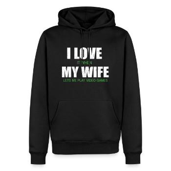 I LOVE IT WHEN MY WIFE LETS ME PLAY GAMES - Sweat à capuche Premium bio Homme - noir - Devant - Nico (187cm)